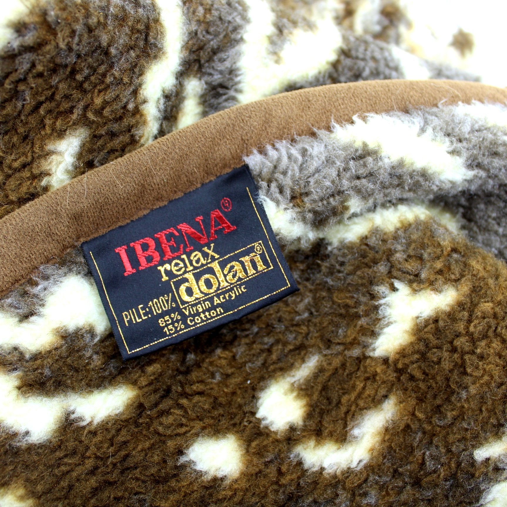 Ibena Blanket Reversible Dolan Plush Tiger 54" X 72"  W Germany Excellent ribbbon label