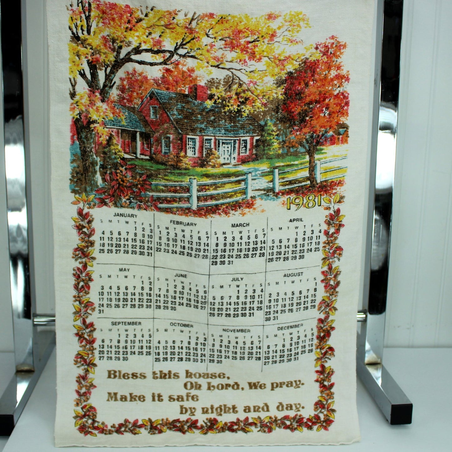 Collection 3 Vintage Kitchen Towels 1980s Calendars Kitchen Crafts Use bless this house