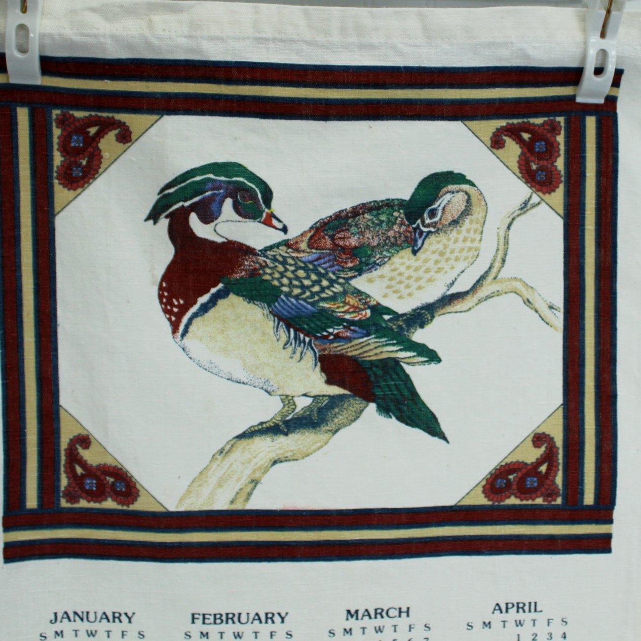 Collection 3 Vintage Kitchen Towels 1980s Calendars Kitchen Crafts Use closeup ducks