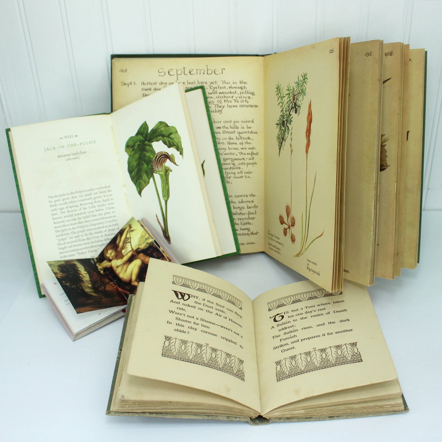 Collection 9 Vintage Antique Books DIY Crafts Decopauge Christmas Friendship Angels closeups 4 books