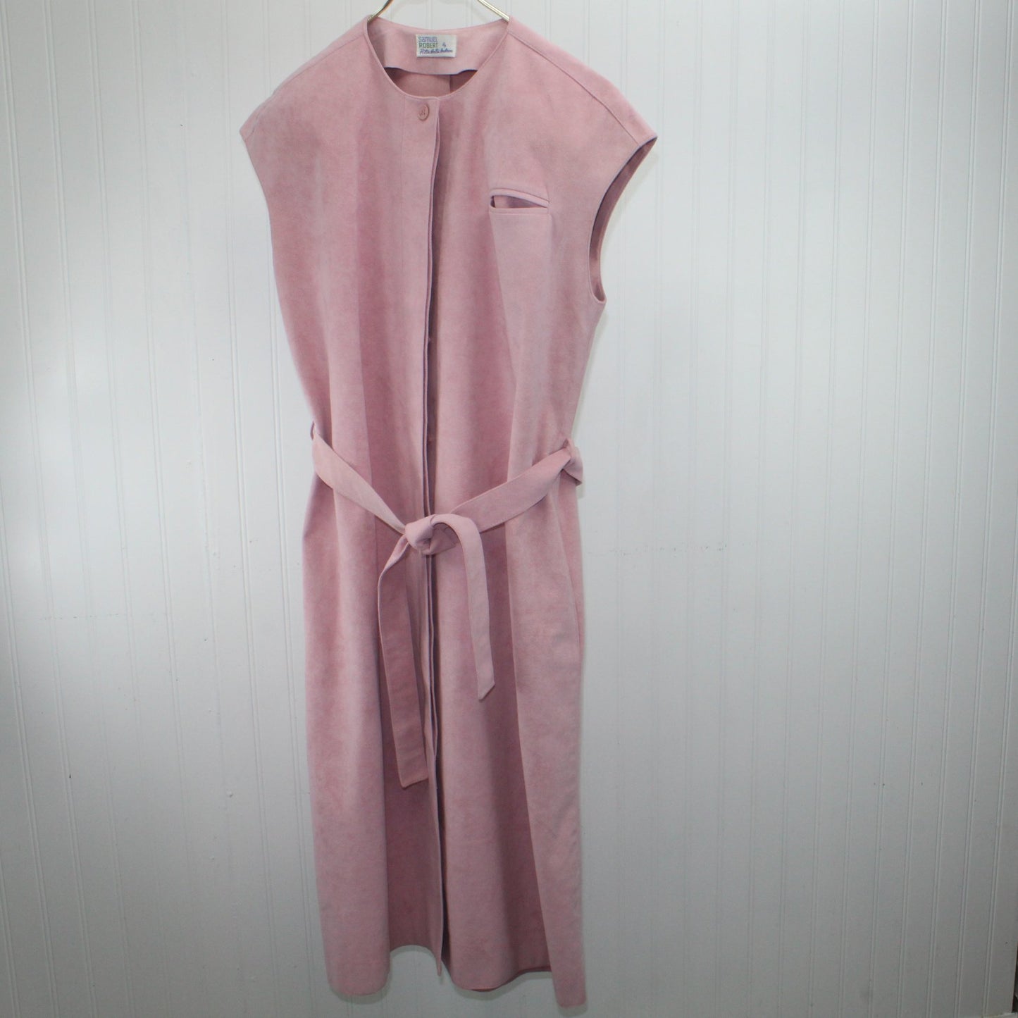 Vintage Samuel Robert Androu Designer Long Vest Dusty Pink 1970s Ultrasuede