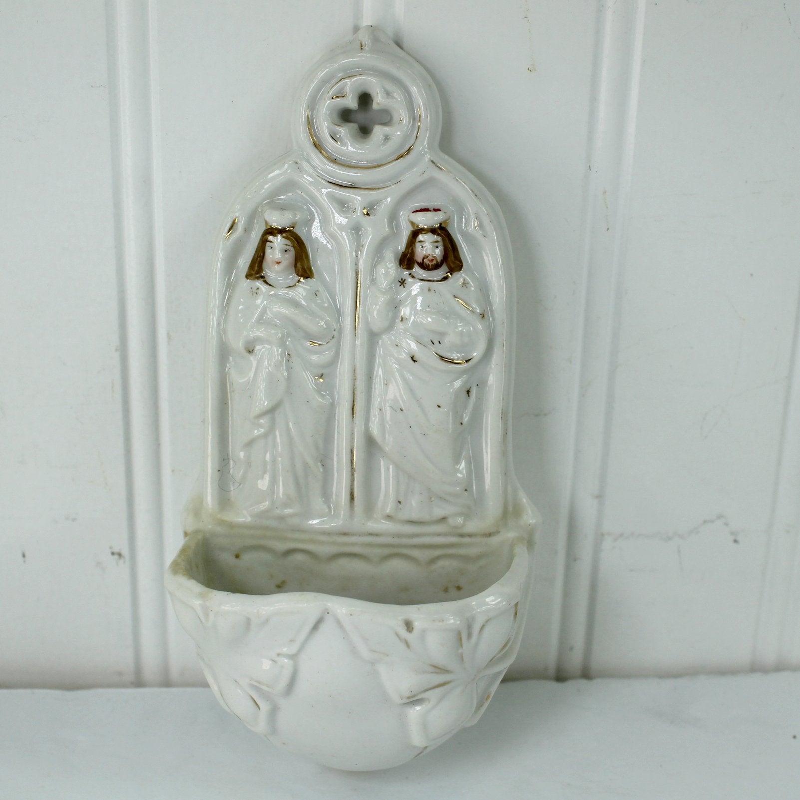 Holy Water Font Porcelain Hand Painted