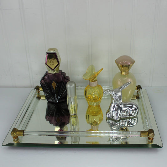 Estate Collection Mirrored Vanity Tray 5 Perfumes Estee Avon Mariah