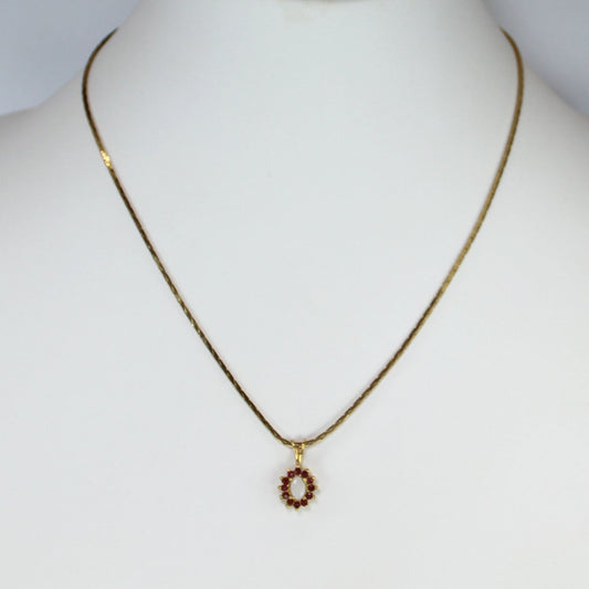 Costume Opal Ruby Necklace Gold Tone Chain Good Look