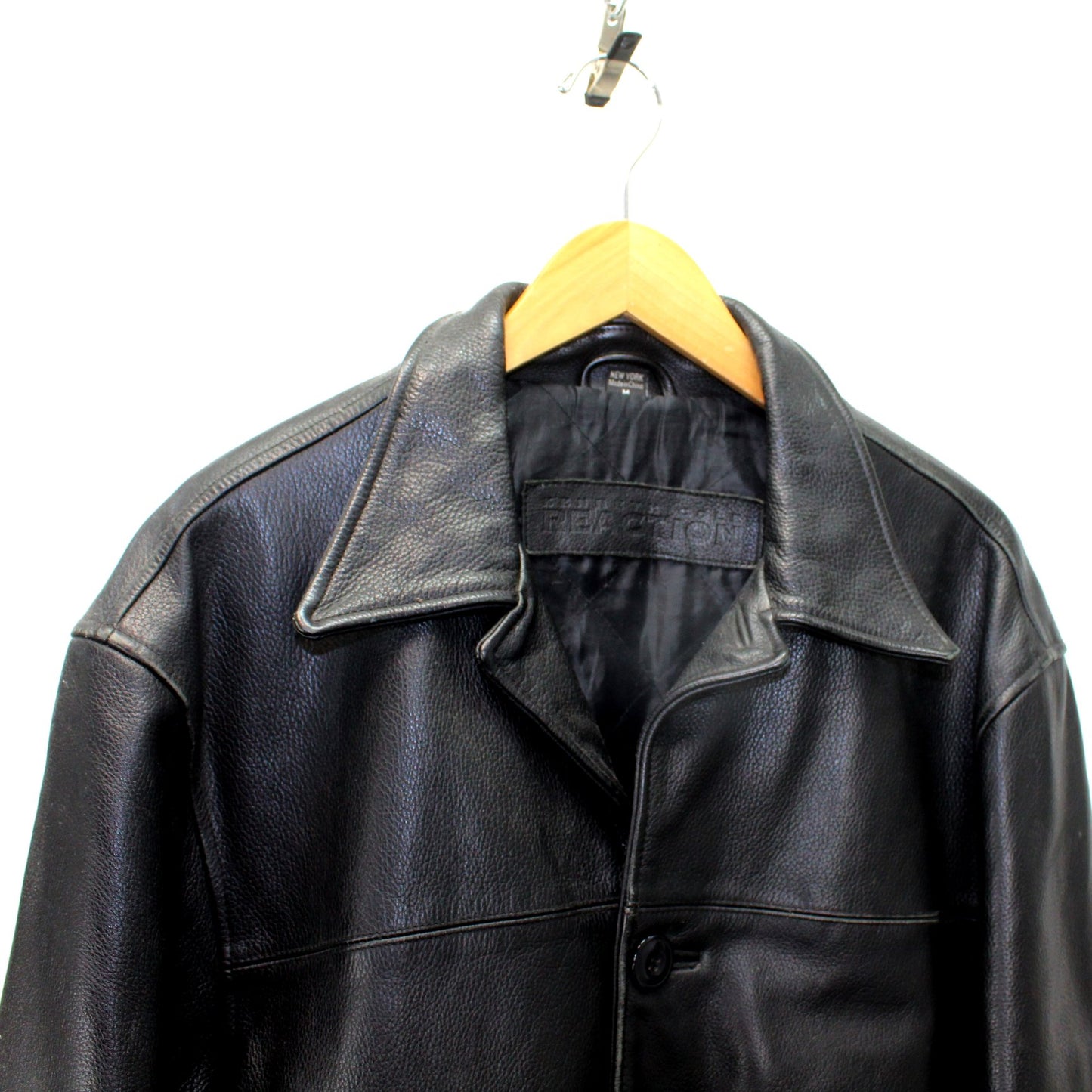 Kenneth Cole Reaction Leather Jacket M Heavy Warm Classic Cut Very Nice 5# upper front