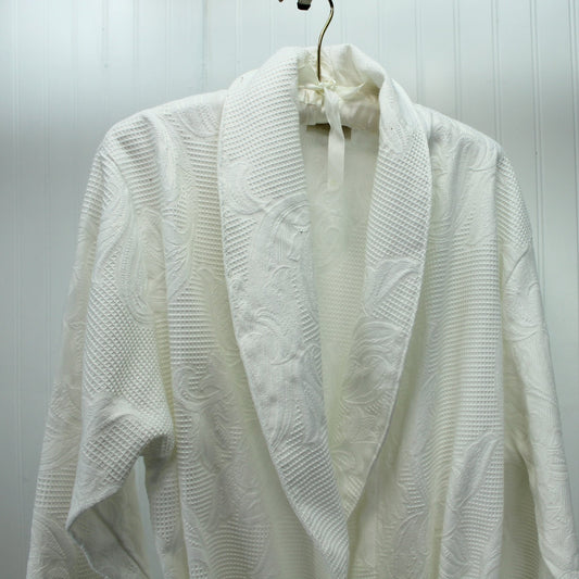 Espalma Brazil Spa Bath Robe White Cotton Embossed Design One Size