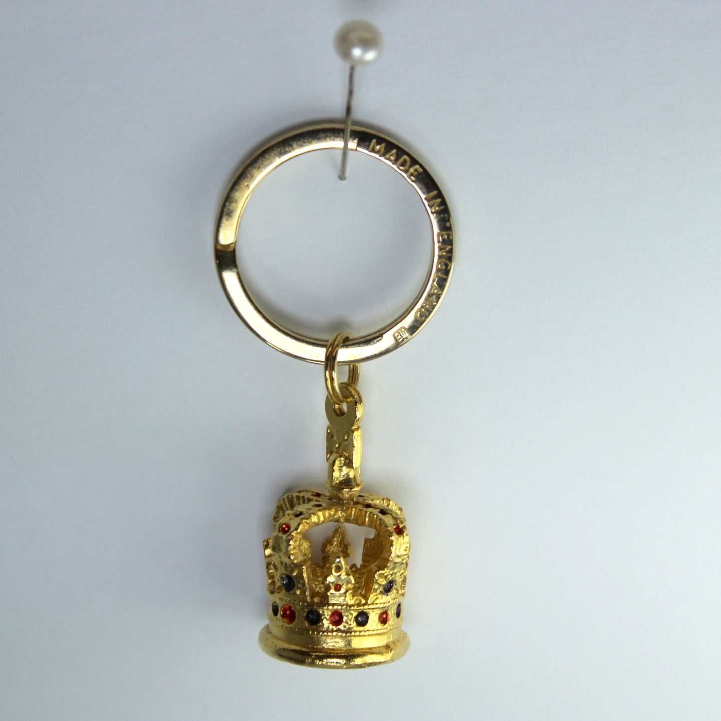 Queen's Royal Crown Keychain Key Ring  Made England Heavy Vintage Unused  maker marked