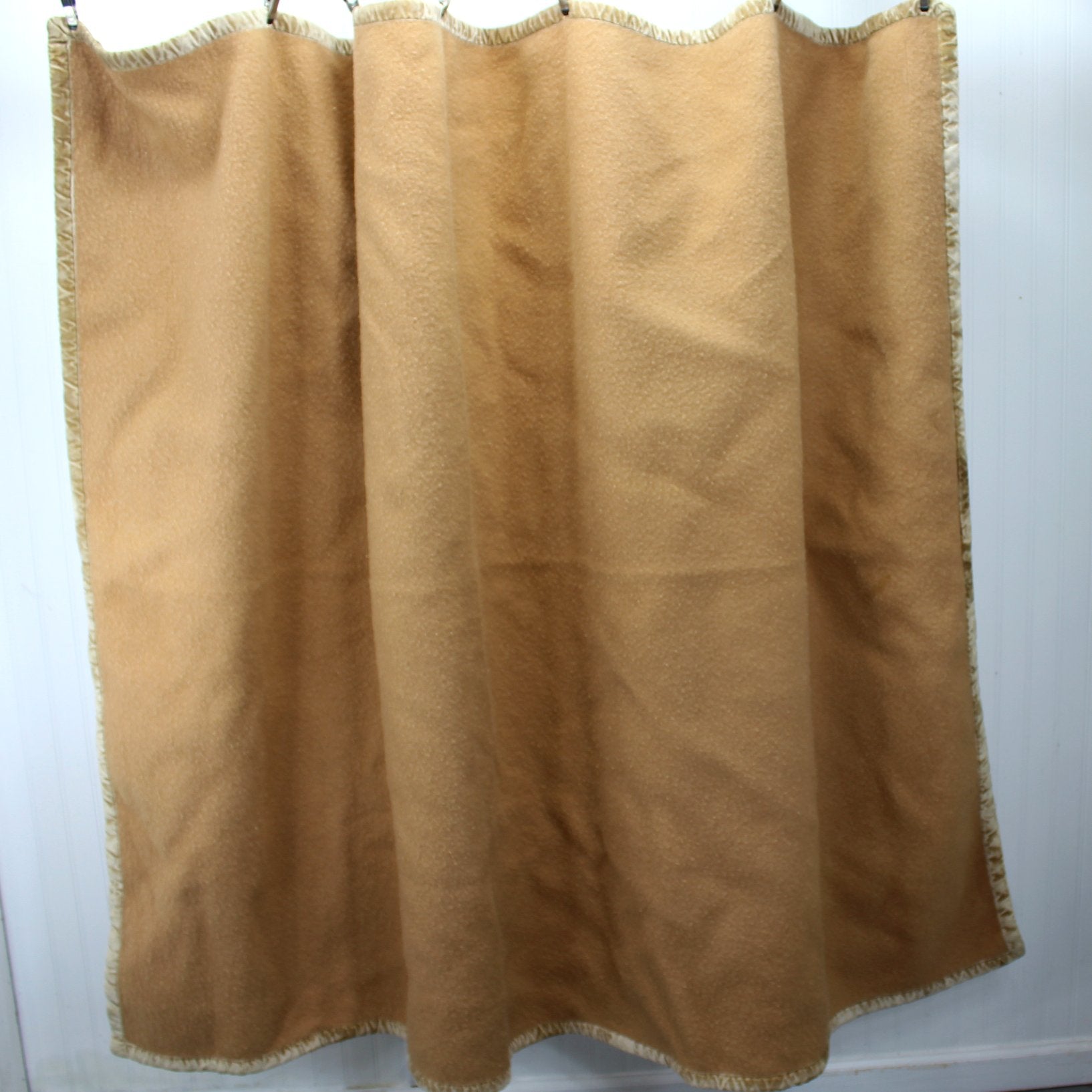 Vintage Weil der Stadt Germany Heavy Wool Blanket Camel Tan full view