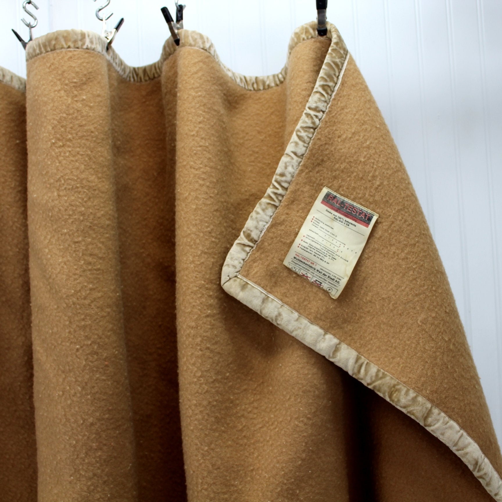 Vintage Weil der Stadt Germany Heavy Wool Blanket Camel Tan