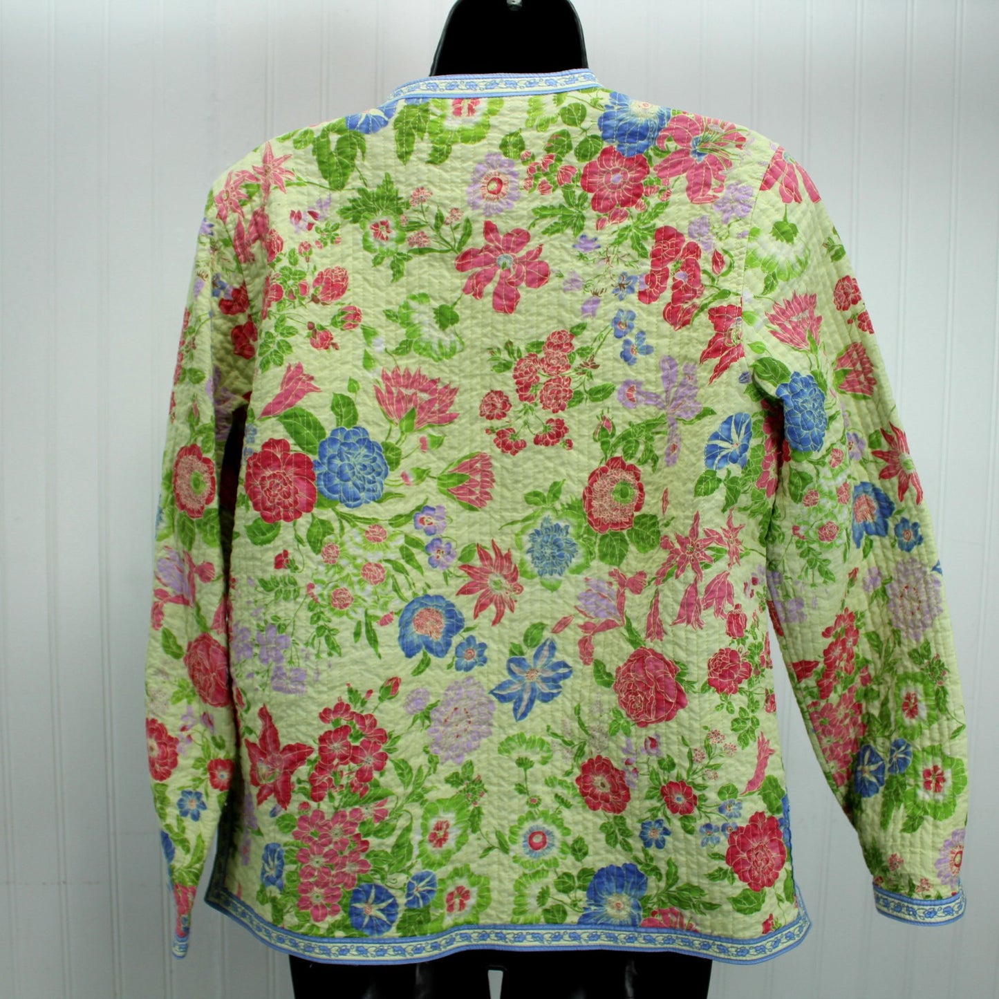 Vera Bradley Style Jacket Reversible Quilted Yellow Floral Reverse Denim Blue back jacket