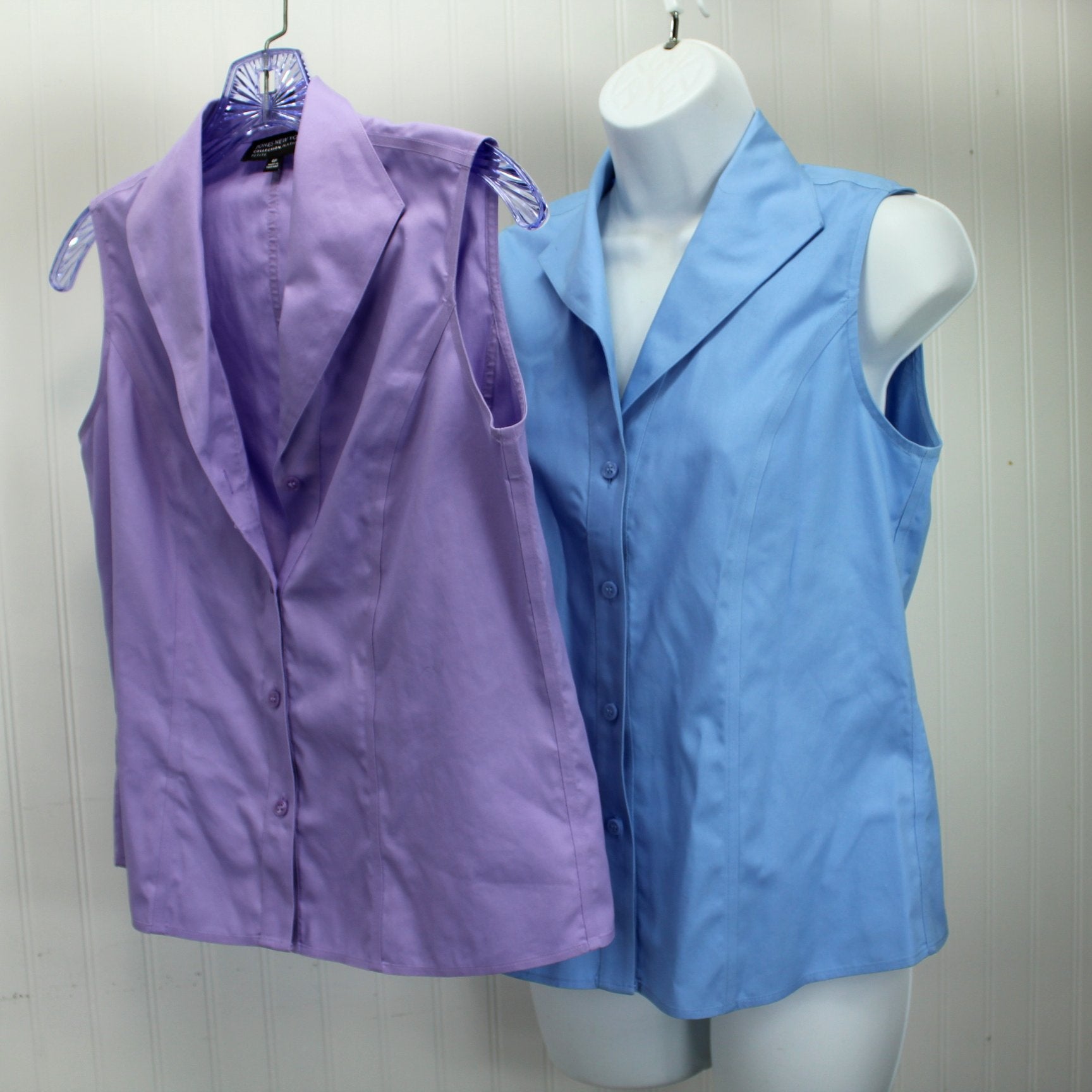 Jones NY 2 Classic Sleeveless Blouses Lavender Blue Appear Unworn Size 4