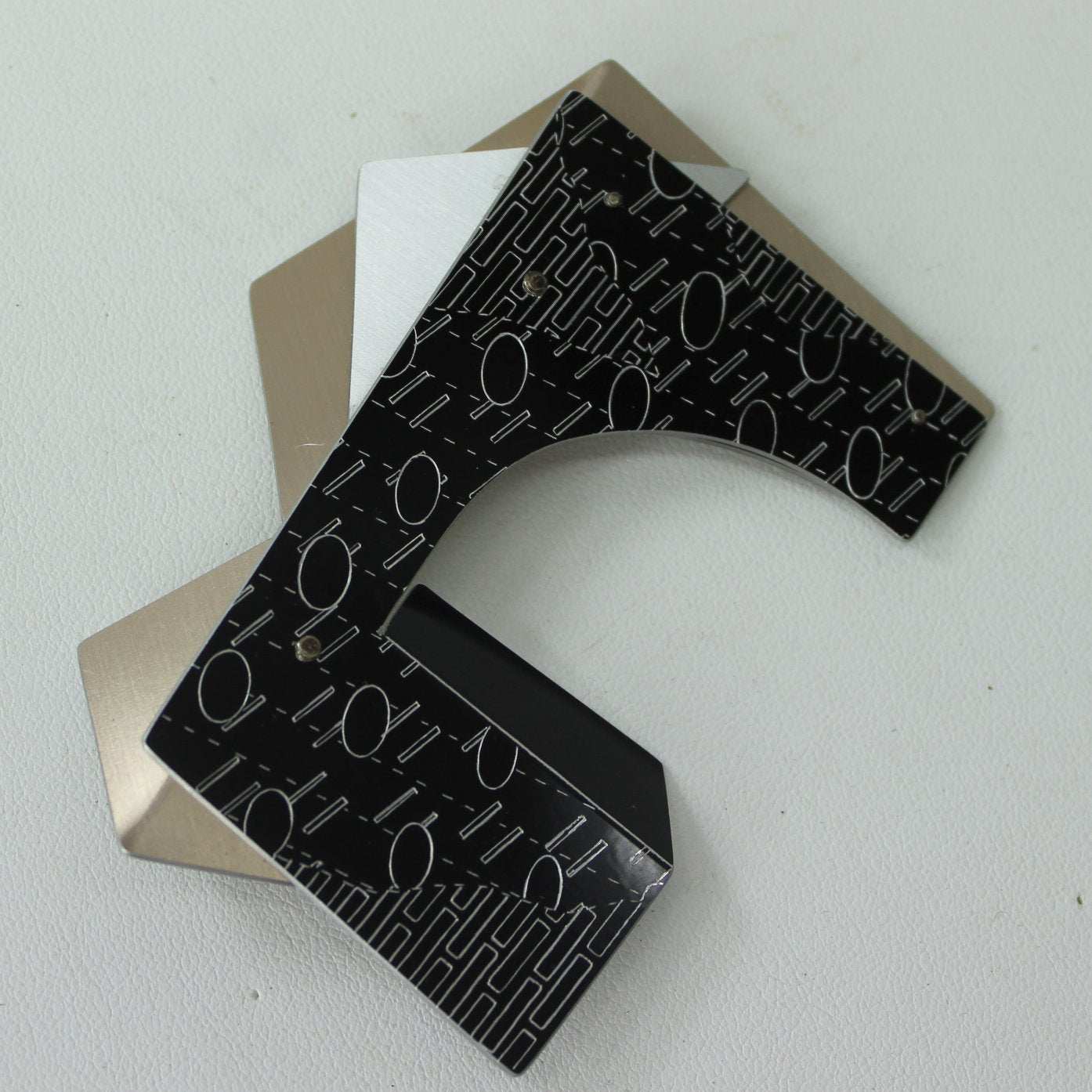 Artisan Modernist Aluminum Pin Architectural Signed Debra Beautifully Created angle view