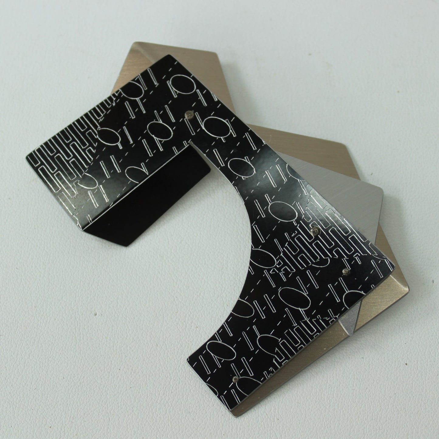 Artisan Modernist Aluminum Pin Architectural Signed Debra Beautifully Created other view dimensional