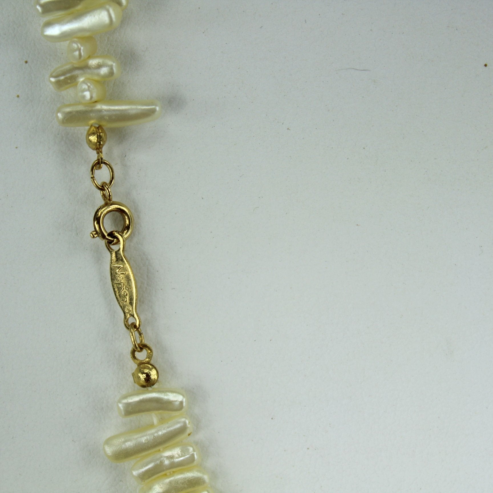 Napier Vintage Faux Pearl White Coral Necklace Designer Signed Eco Friendly closure signed