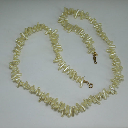 Napier Vintage Faux Pearl White Coral Necklace Designer Signed Eco Friendly