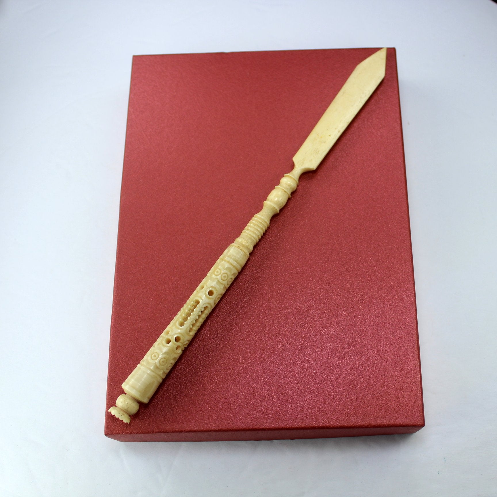 Stanhope Collectible Antique Bone Ivory Dip Pen Letter Opener Niagara Falls 6 Scenes