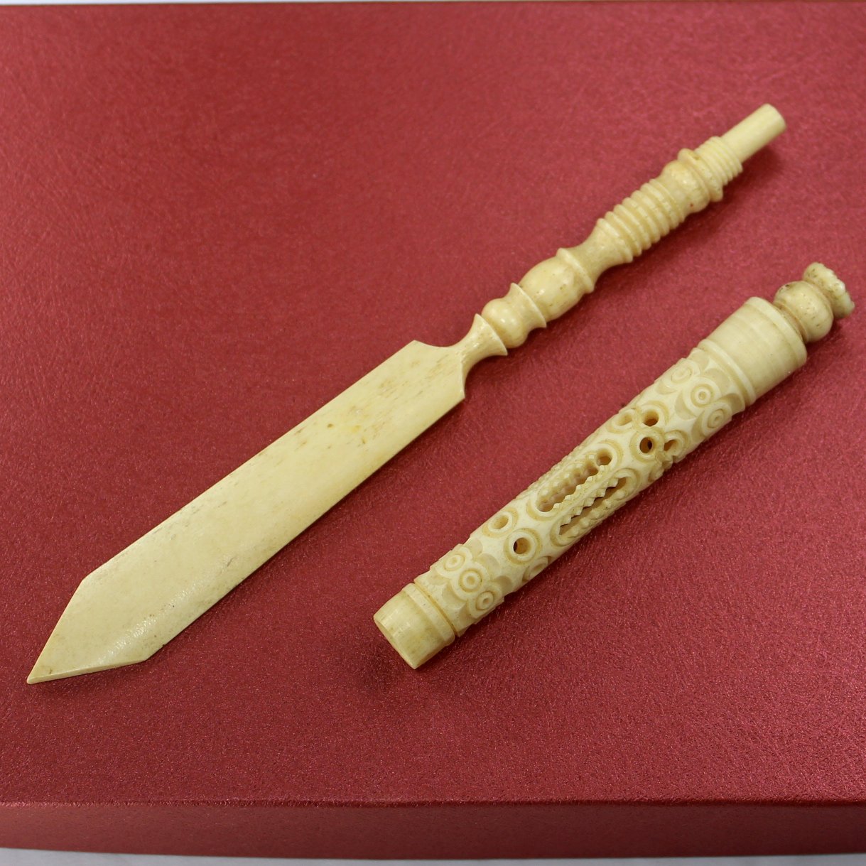 Stanhope Collectible Antique Bone Ivory Dip Pen Letter Opener Niagara Falls 6 Scenes 2 pcs different view