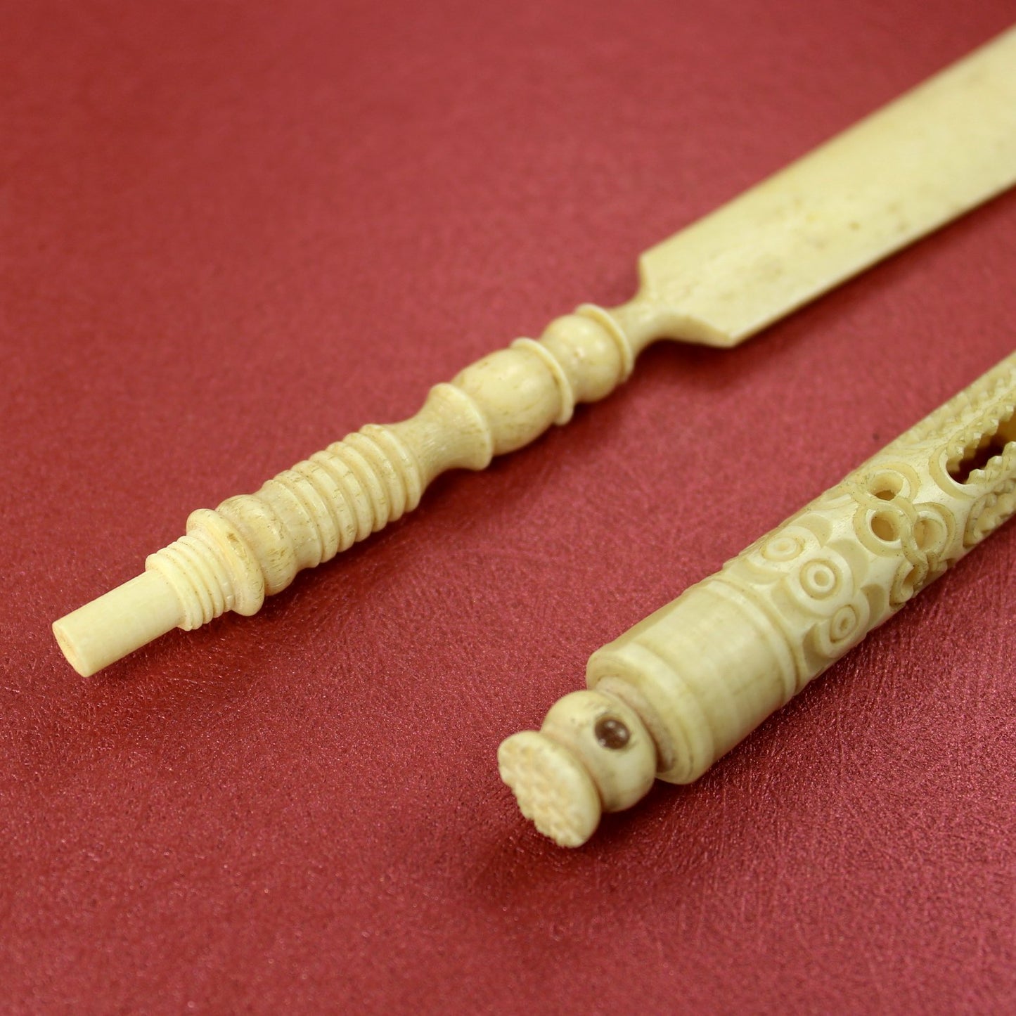 Stanhope Collectible Antique Bone Ivory Dip Pen Letter Opener Niagara Falls 6 Scenes closeup