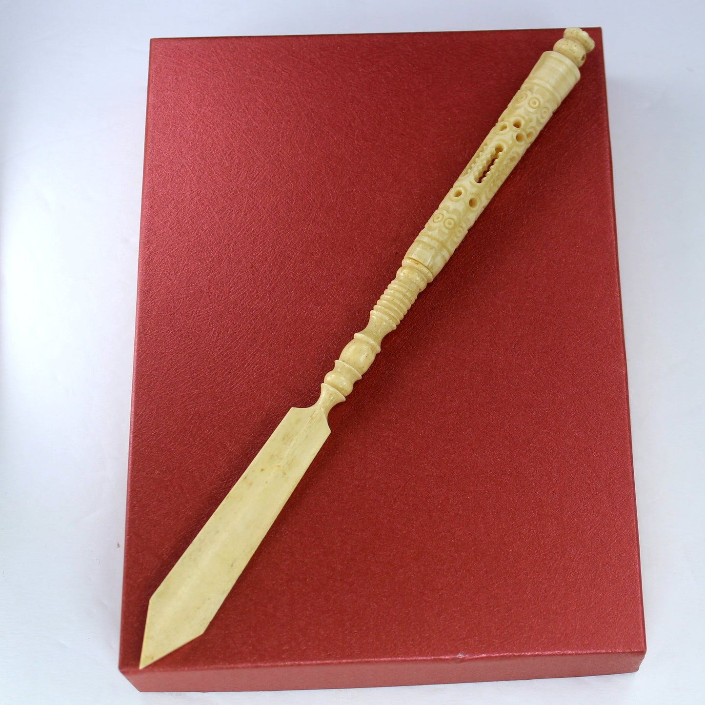 Stanhope Collectible Antique Bone Ivory Dip Pen Letter Opener Niagara Falls 6 Scenes full view
