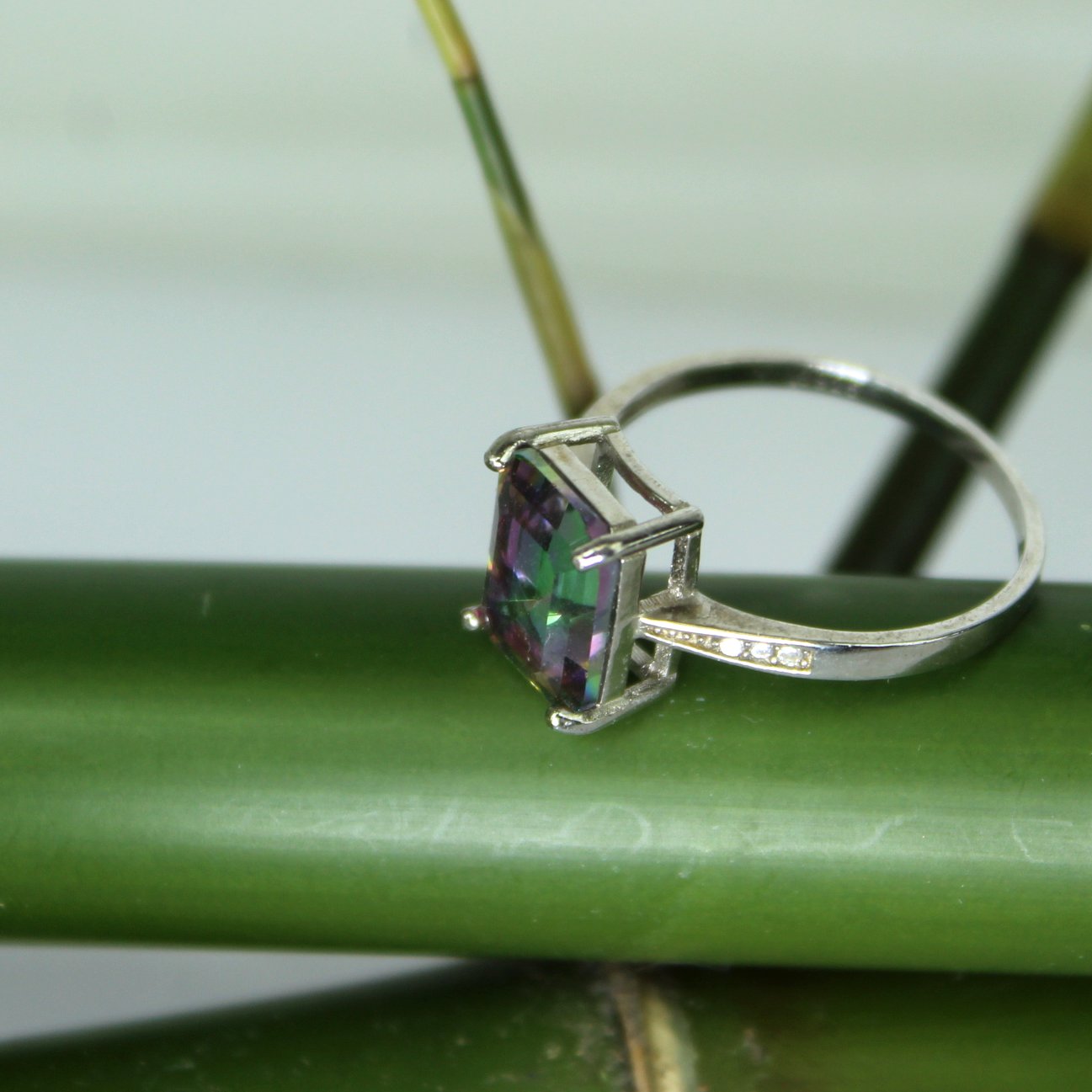 Sterling Watermelon Tourmaline Ring Size 8 Estate