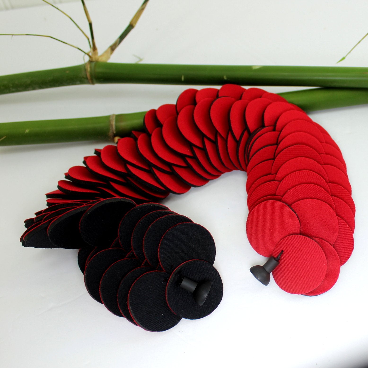 Red Black Disks Neoprene Wetsuit Artisan Collar Necklace Reverses Early 2000s flat view