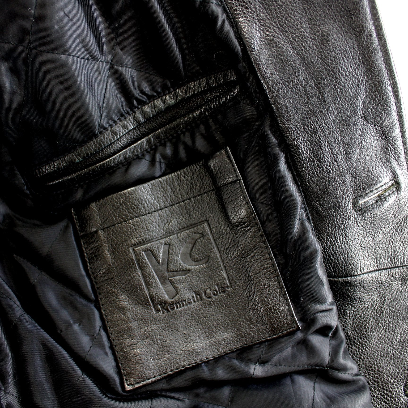 Kenneth Cole Reaction Leather Jacket M Heavy Warm Classic Cut Very Nice 5# inside pockets