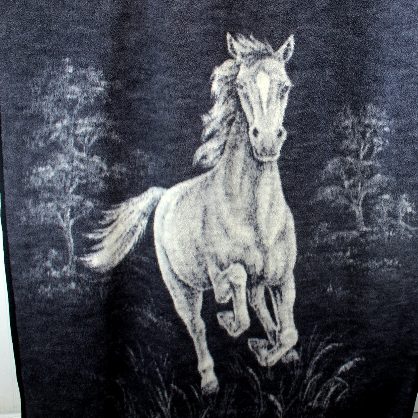 Biederlack West Germany Running Horse Throw blanket Charcoal running vibrant