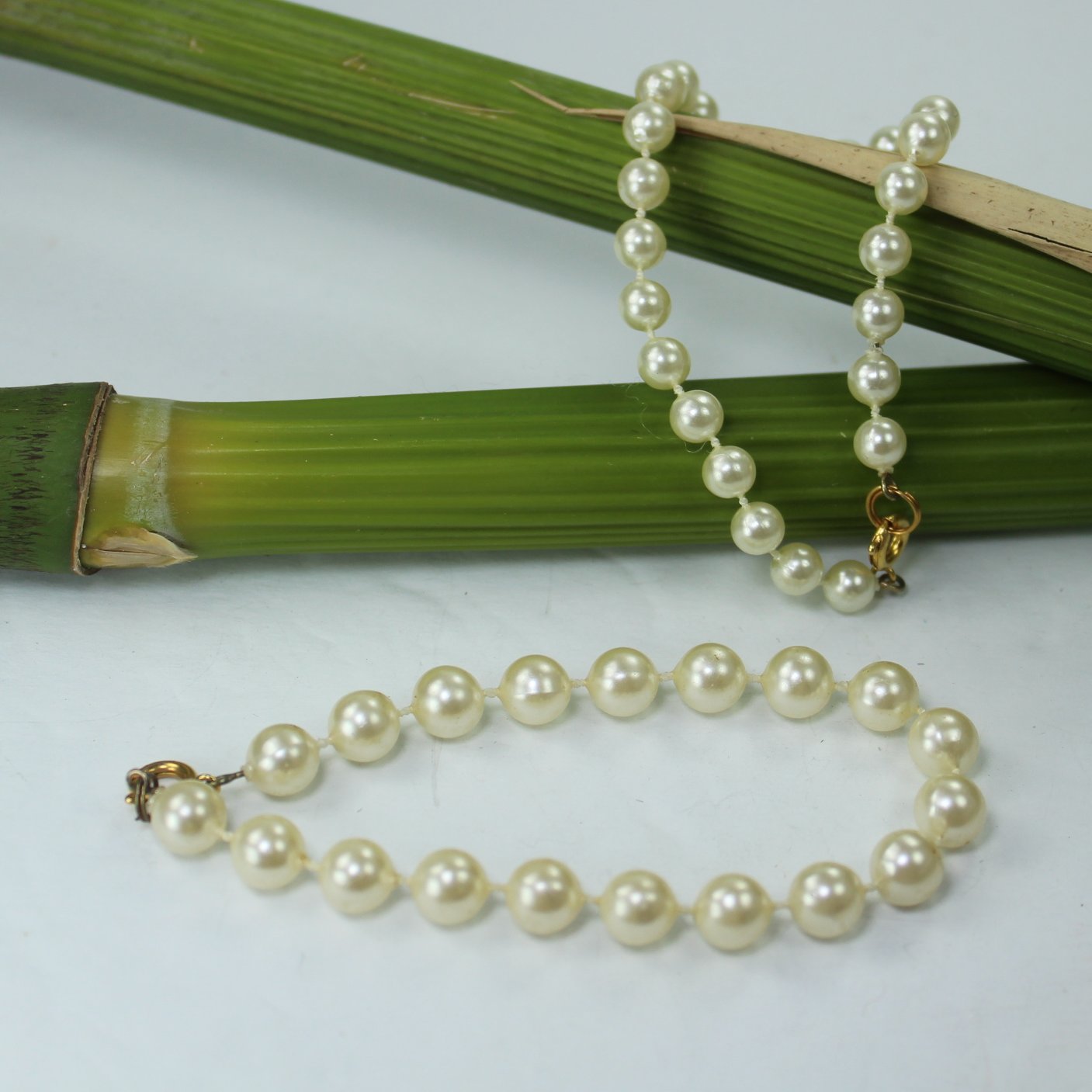 Collection Lot 6 Faux Pearl Bracelets Vintage Fresh Water Round DIY 2 round faux pearl bracelets