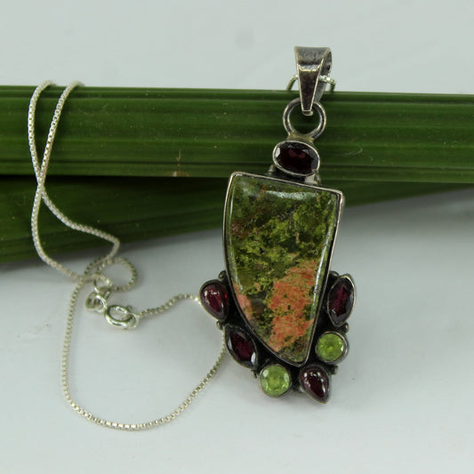 Artisan Necklace Sterling 925 Peridot Gemstones