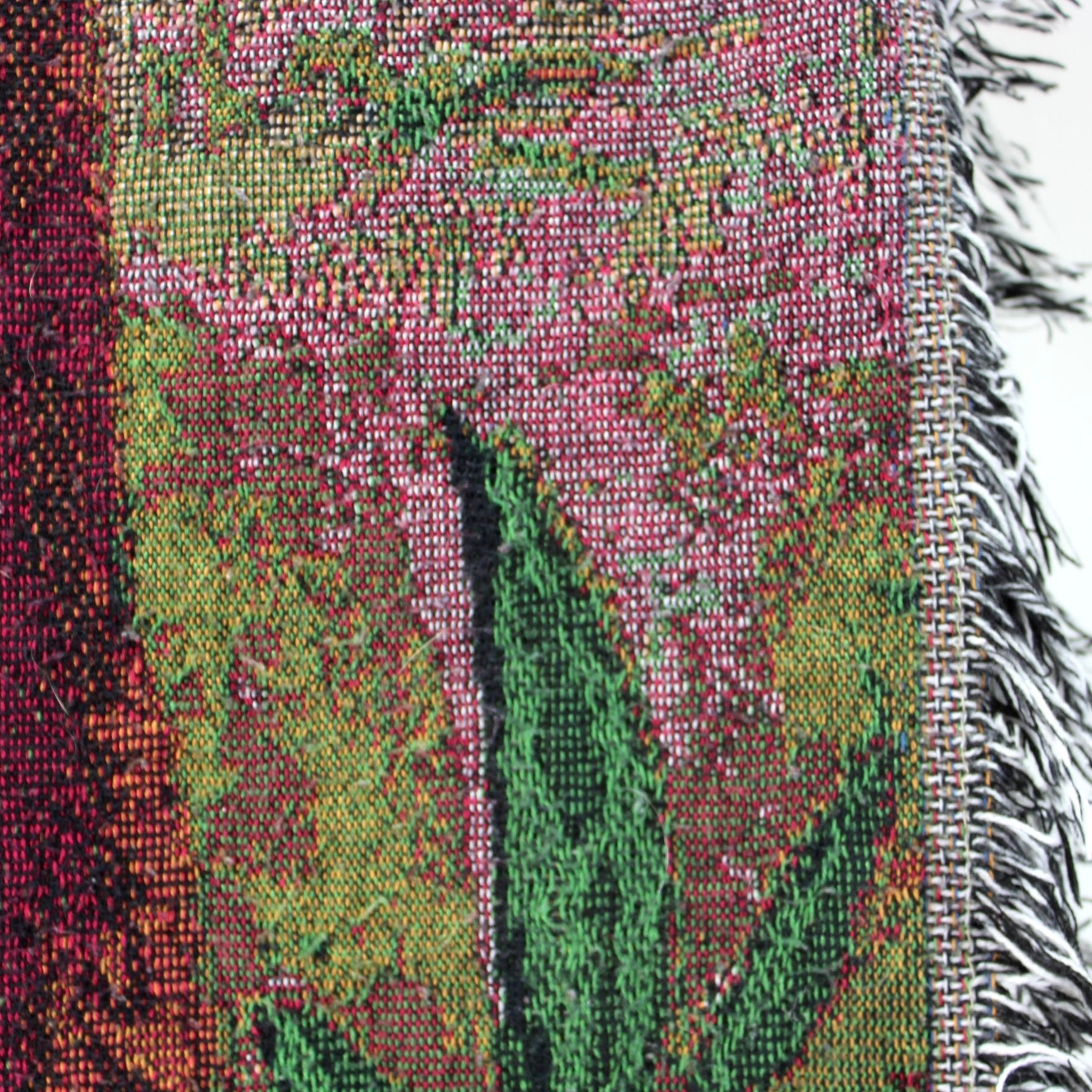 Cotton Tapestry Throw Blanket Prayer Nature Scene closeup weave