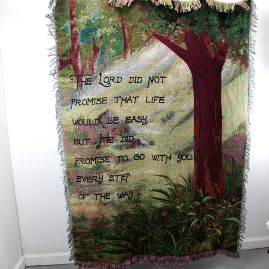 Cotton Tapestry Throw Blanket Prayer Nature Scene