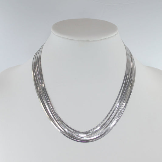 Gorgeous Shiny Multi 10 Strand Sterling Necklace 925 Italy New 