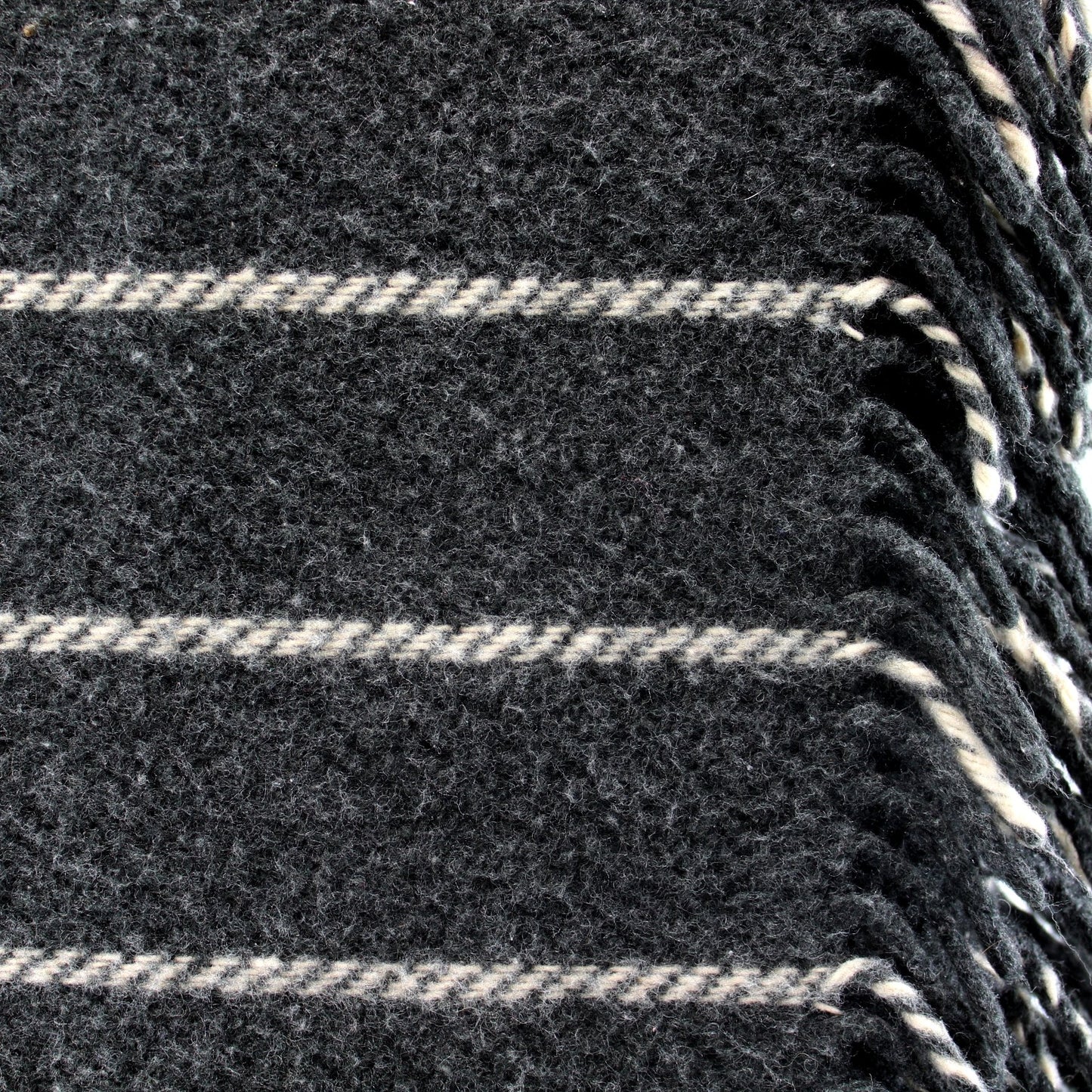 Wool Blend Throw Charcoal Grey Made Italy close view patetrn fiber