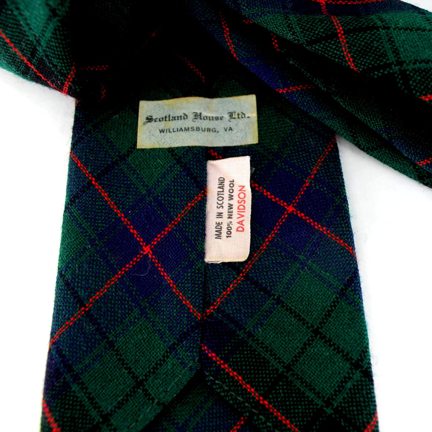 Davidson Scotland Vintage Necktie Tartan Wool 55" X 3 1/2" orig tags