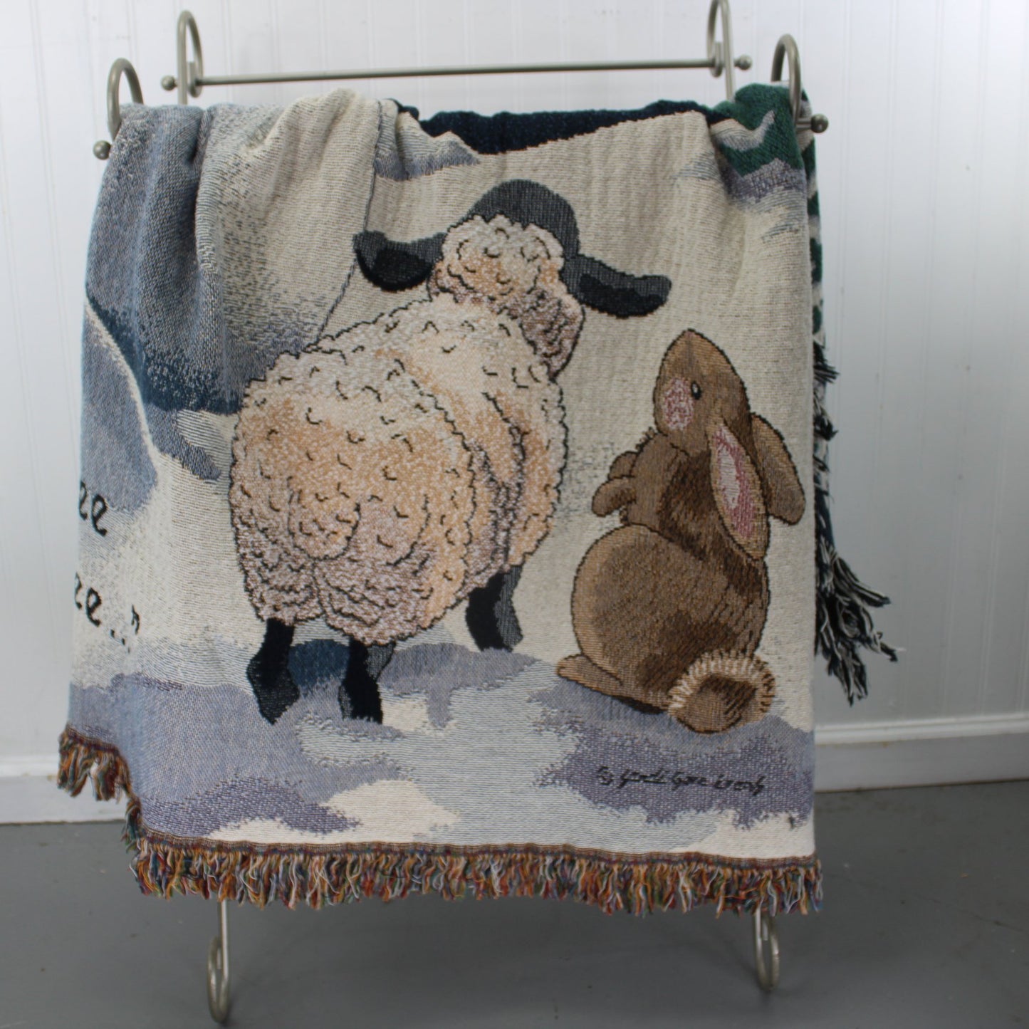 Cotton Throw Blanket Holiday Designer Snowman Bunny Lamb lamb bunny