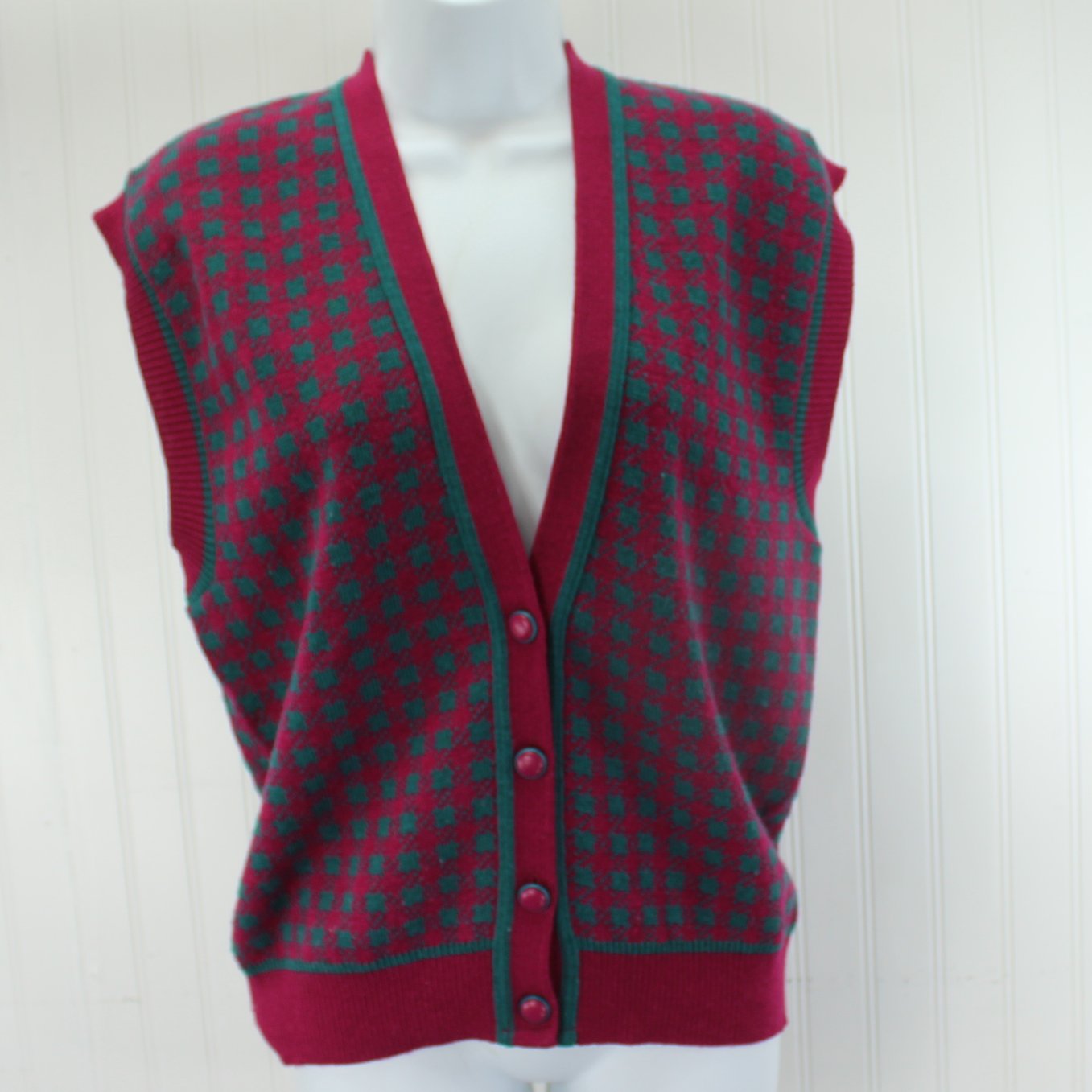 Pendleton Vtg Wool Sweater Vest Fuchsia Teal Womens LeBrun Scarf vest pix