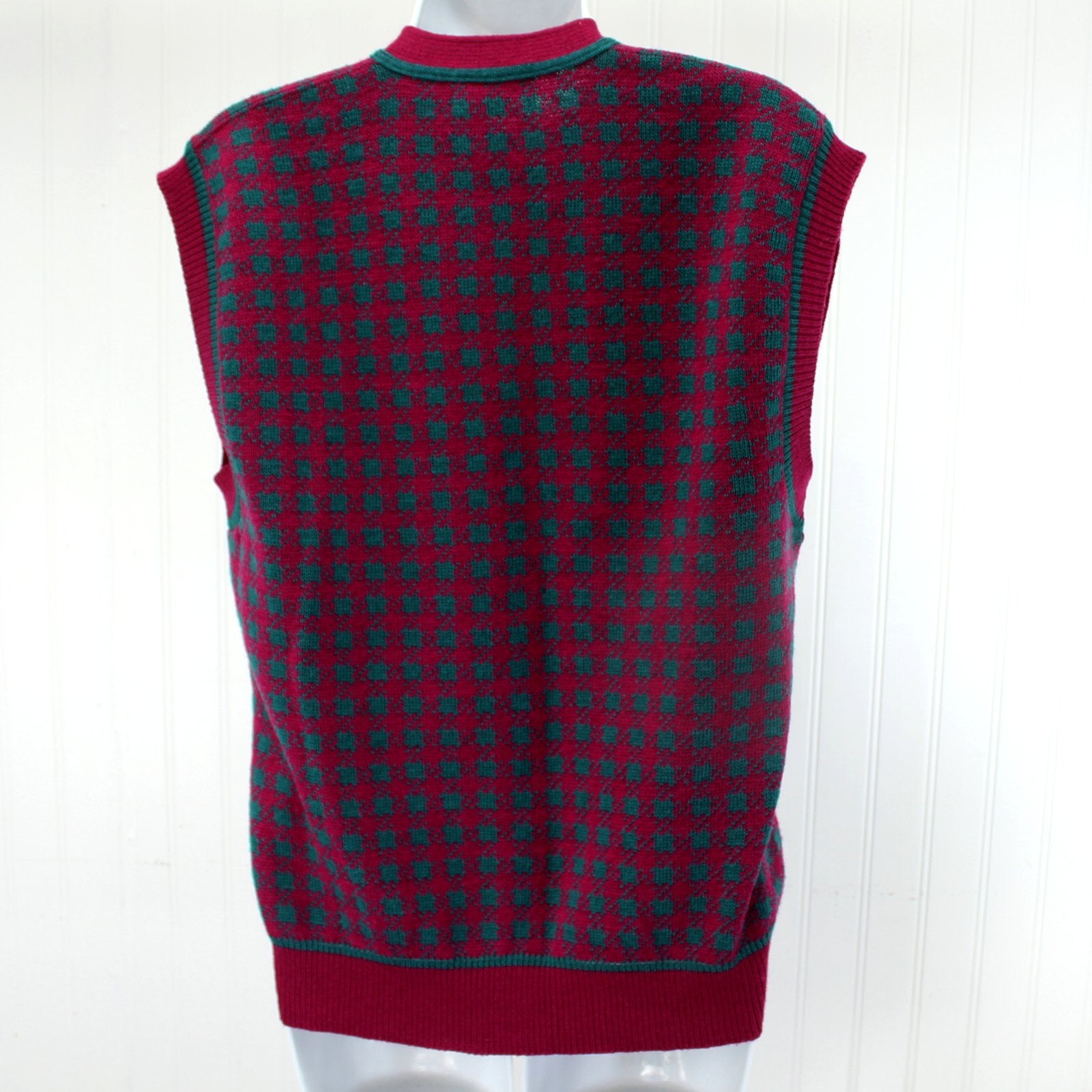 Pendleton Vtg Wool Sweater Vest Fuchsia Teal Womens LeBrun Scarf reverse