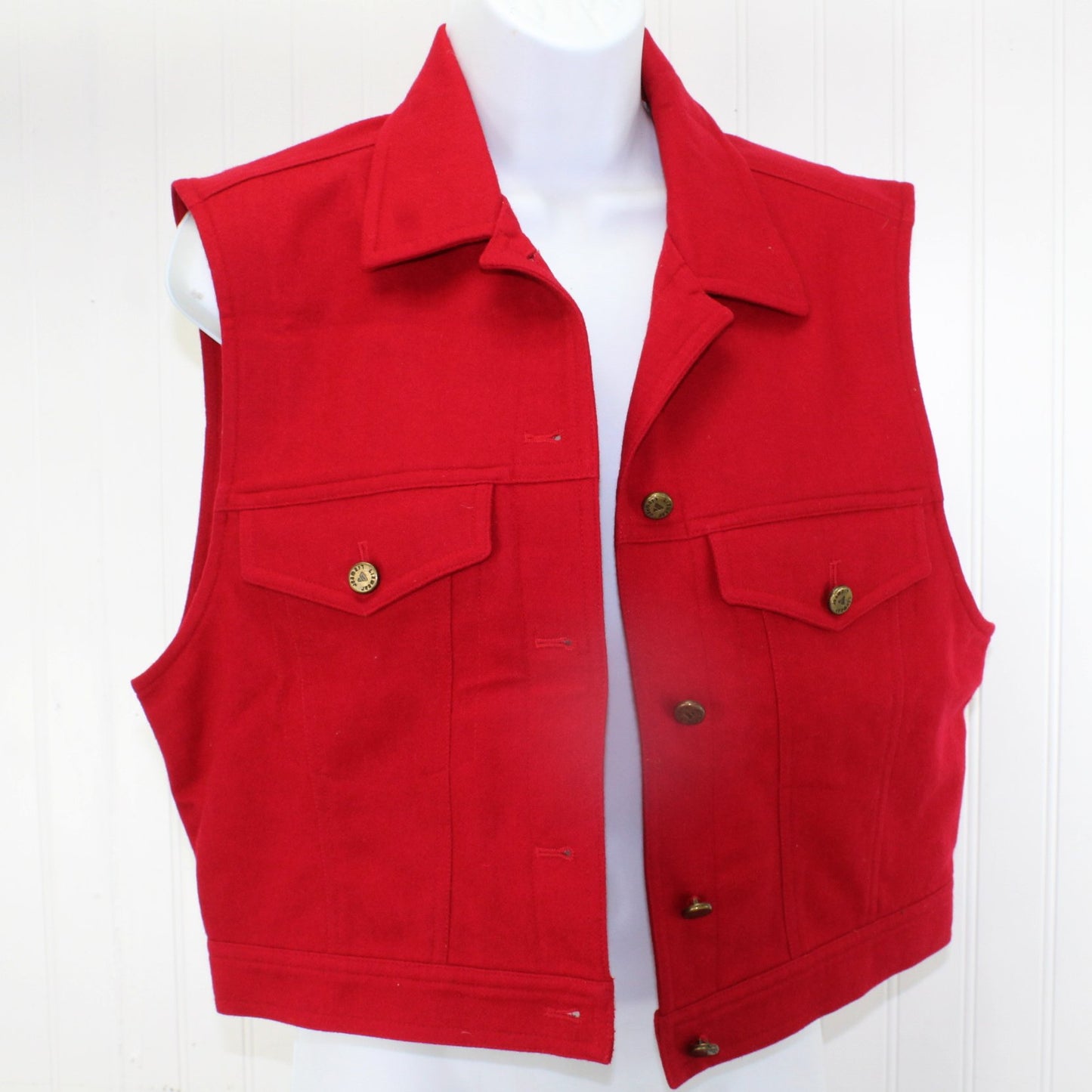 LizWear Red Wool Vest Womens S Eisenhower Style open view