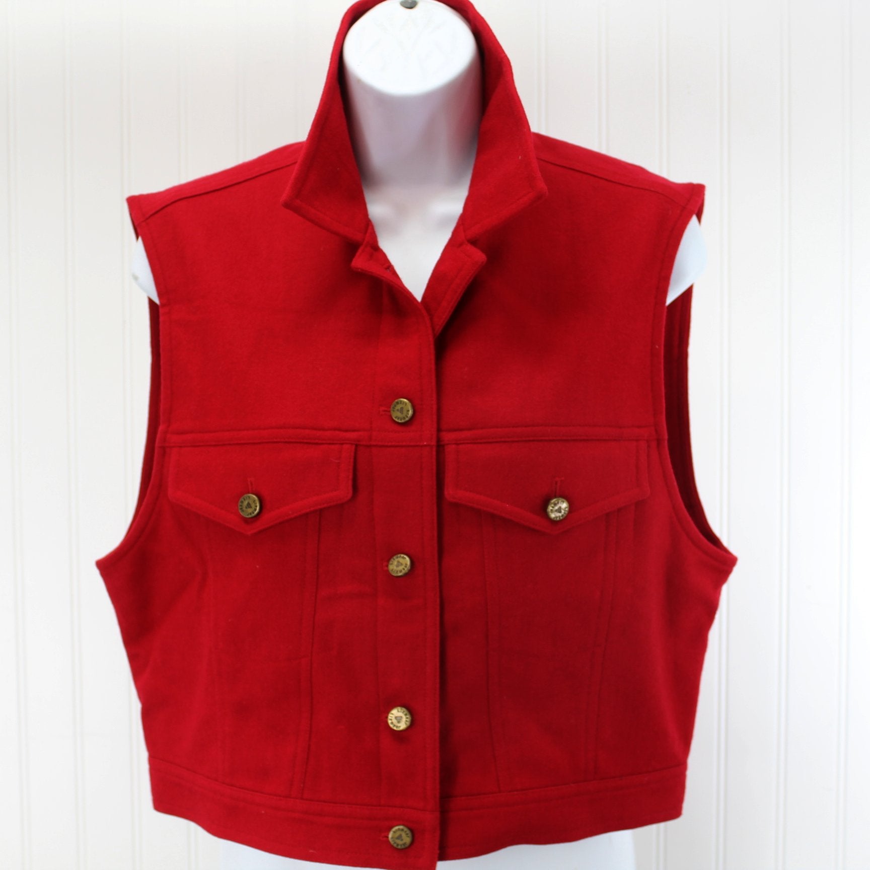 LizWear Red Wool Vest Womens S Eisenhower Style