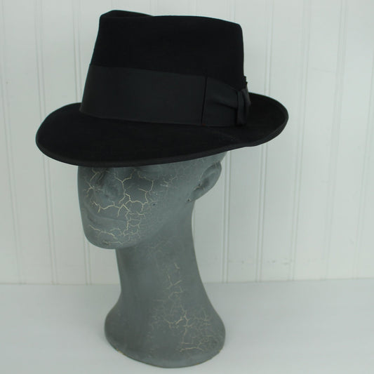 Dobbs Vintage Classic Black Hat Fedora Robt Kopp Huntington W Va Excellent
