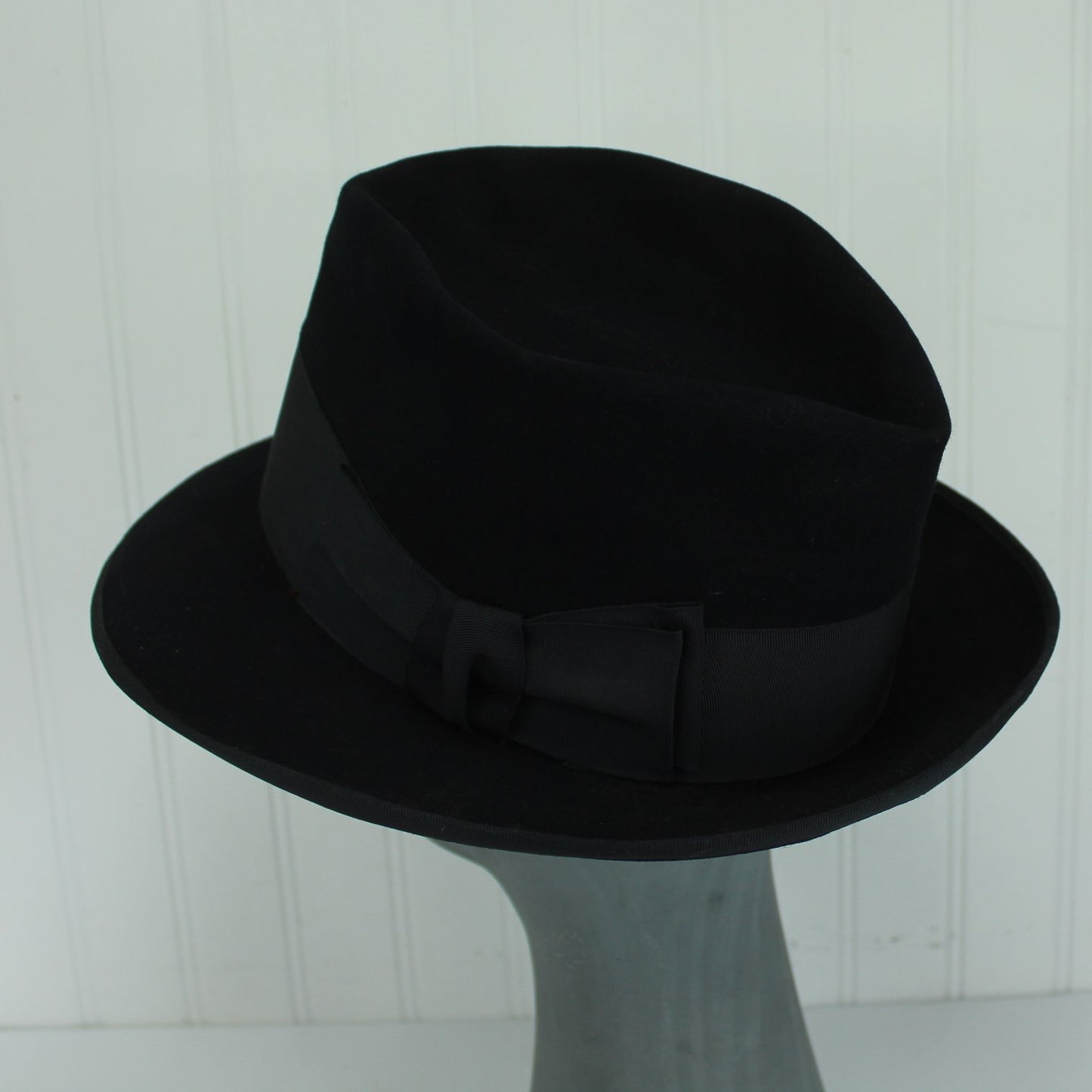 Dobbs Vintage Classic Black Hat Fedora Robt Kopp Huntington W Va Excellent back view