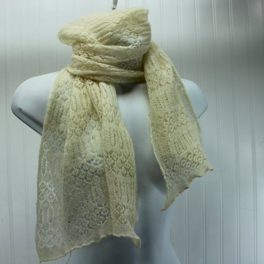 Vintage Lacy Neck Scarf Soft Charming Accessory Cream