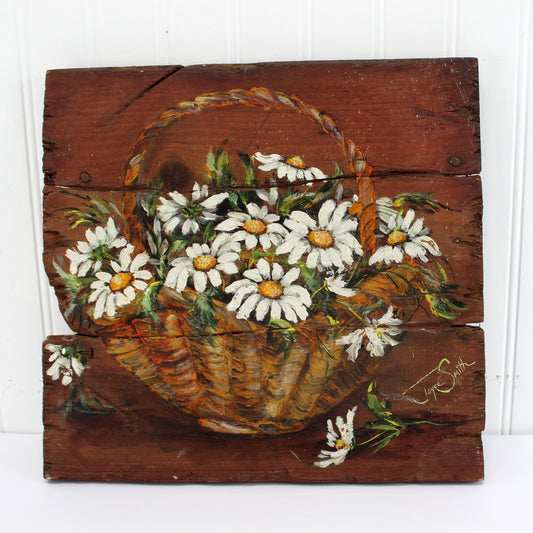 Joyce Smith Griffin Georgia Painting Barn Style Daisies Basket 1980s