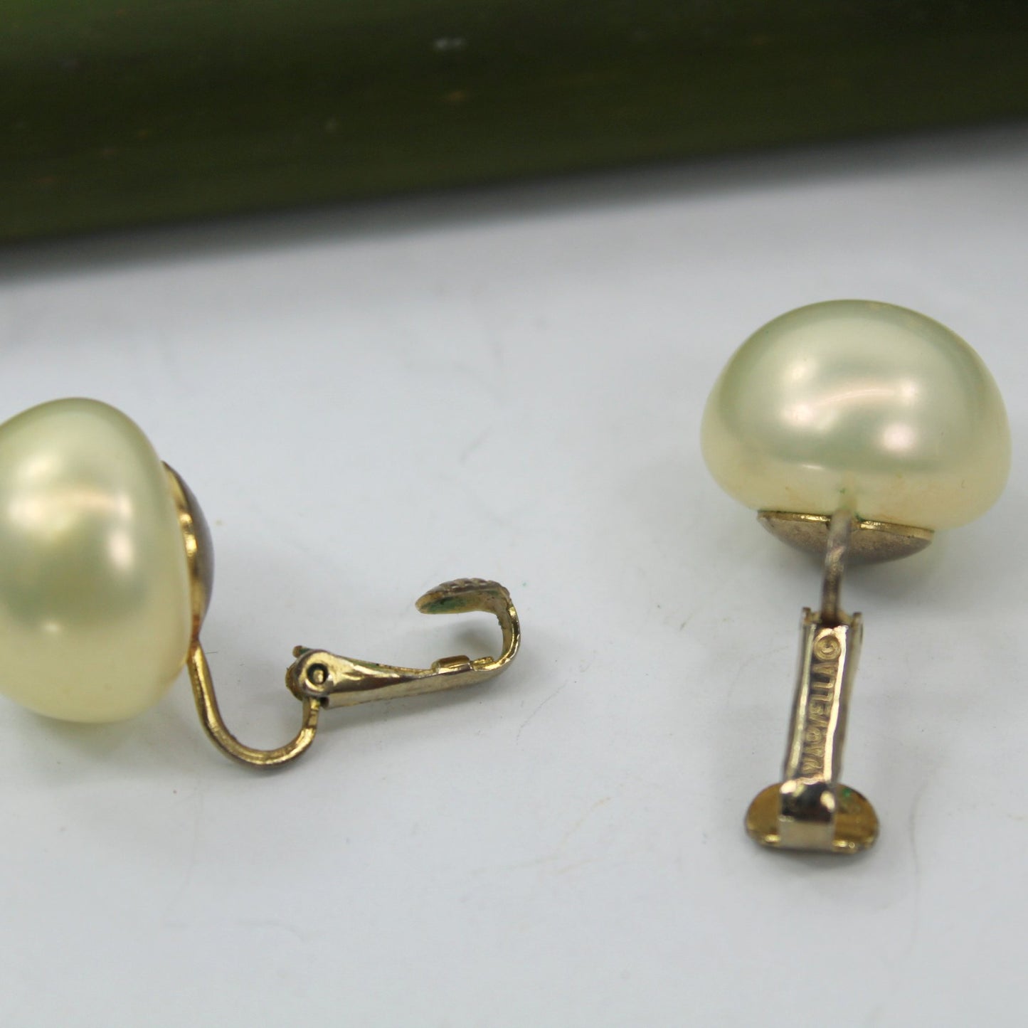 Marvella Large 3/4" Lustrous Ball Pearl Earrings Clips findings