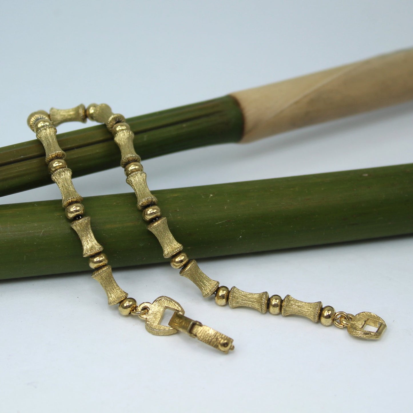 Monet Link Bracelet Mid Century Bamboo Design open view