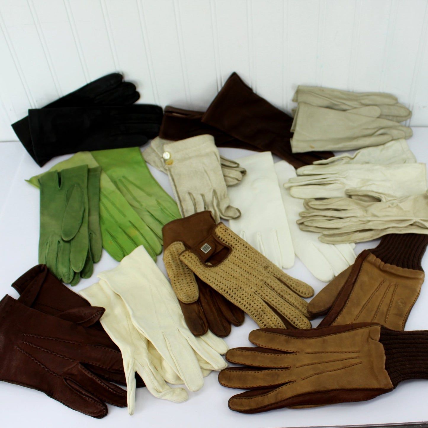 Lot 12 Pairs Vintage Leather Gloves Wear DIY Leather