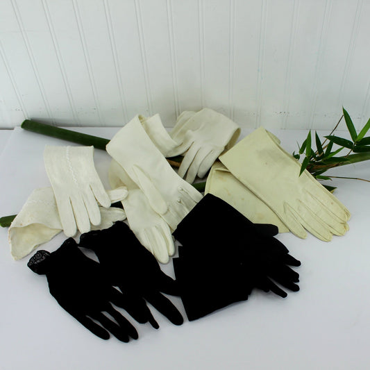 Lot 6 Pairs Vintage Mid Centry Formal Party Gloves Kid Fabric Bead Hong Kong