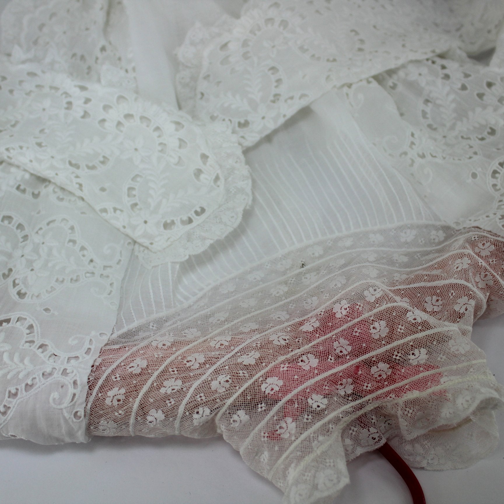 Victorian Exquisite Bodice Blouse Lace Eyelet High Collar DIY Collectible closeup collar