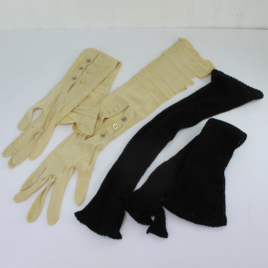 Victorian Edwardian 2 Pairs Formal Kayser Silk Mourning Gloves