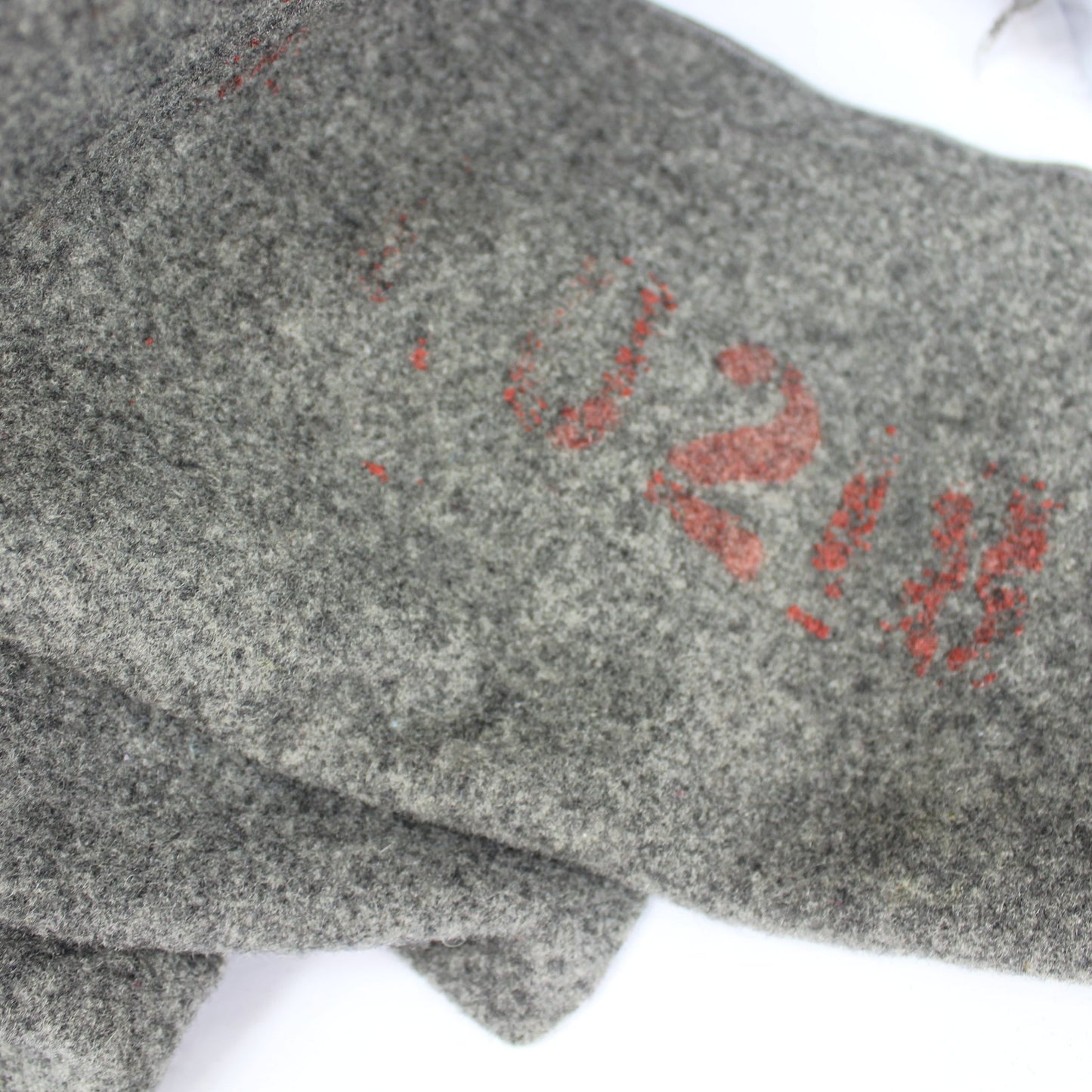 Old Military Style Wool Blanket Partial Imprint Grey Wool Heavy other imprint